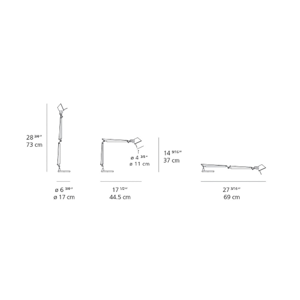 Artemide Tolomeo Micro table lamp, aluminium, 28 3/4 in, E12