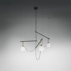 Artemide S3 hanging light, black/gold, 46 x 37 in, 3-bulb