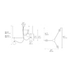 Artemide S3 hanging light, black/gold, 46 x 37 in, 3-bulb