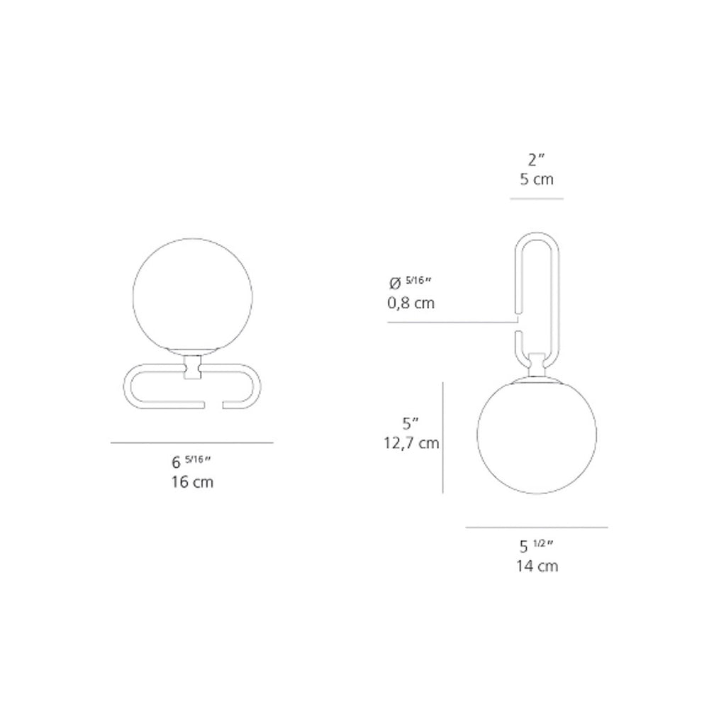 Artemide NH1217 table lamp, brass/opal glass, Ø 5 in, E12