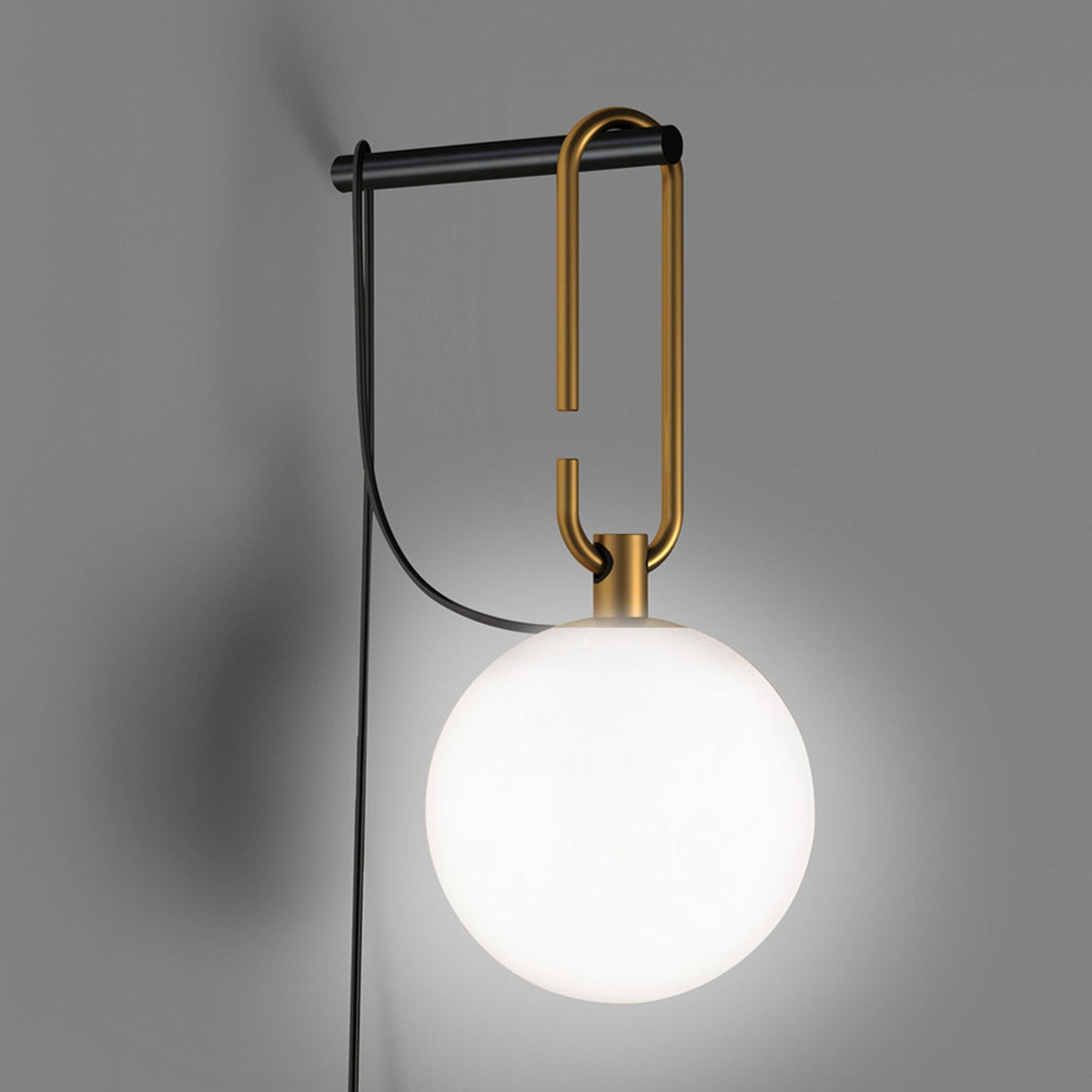 Artemide NH wall light, brass/opal glass, Ø 5 1/2 in, E12