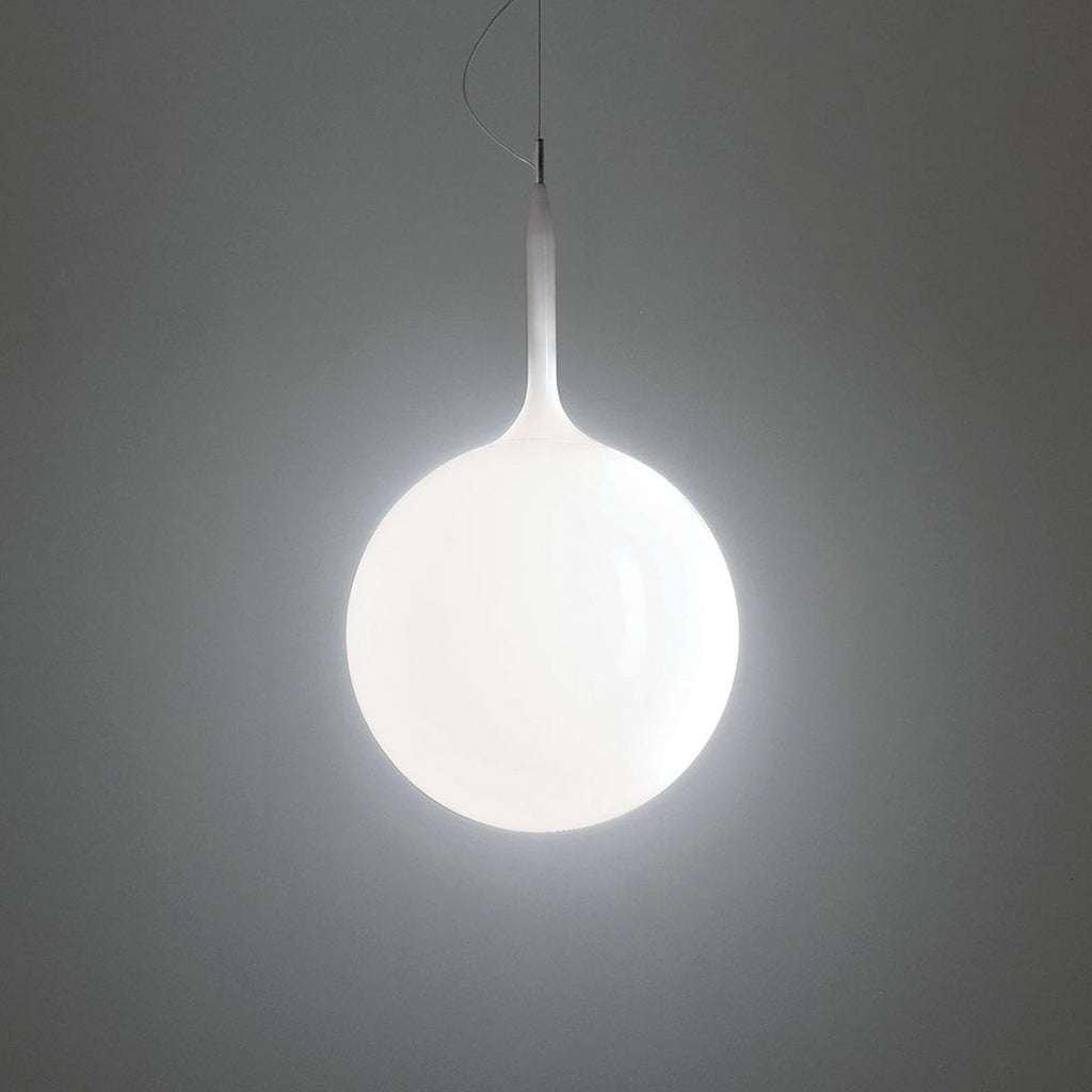 Artemide Castore pendant light, white, Ø 5 1/2 in, glass, E12