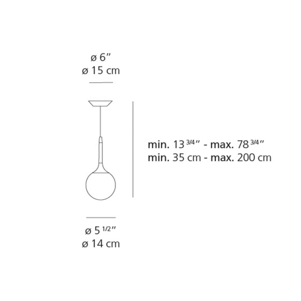 Artemide Castore pendant light, white, Ø 5 1/2 in, glass, E12