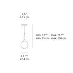 Artemide Castore pendant light, white, Ø 5 1/2 in, glass, E12