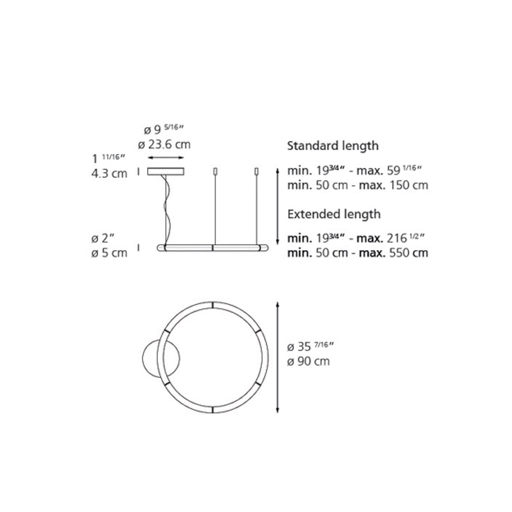 Artemide Alphabet Of Light hanging light, Ø 35 7/16 in white, dimmable