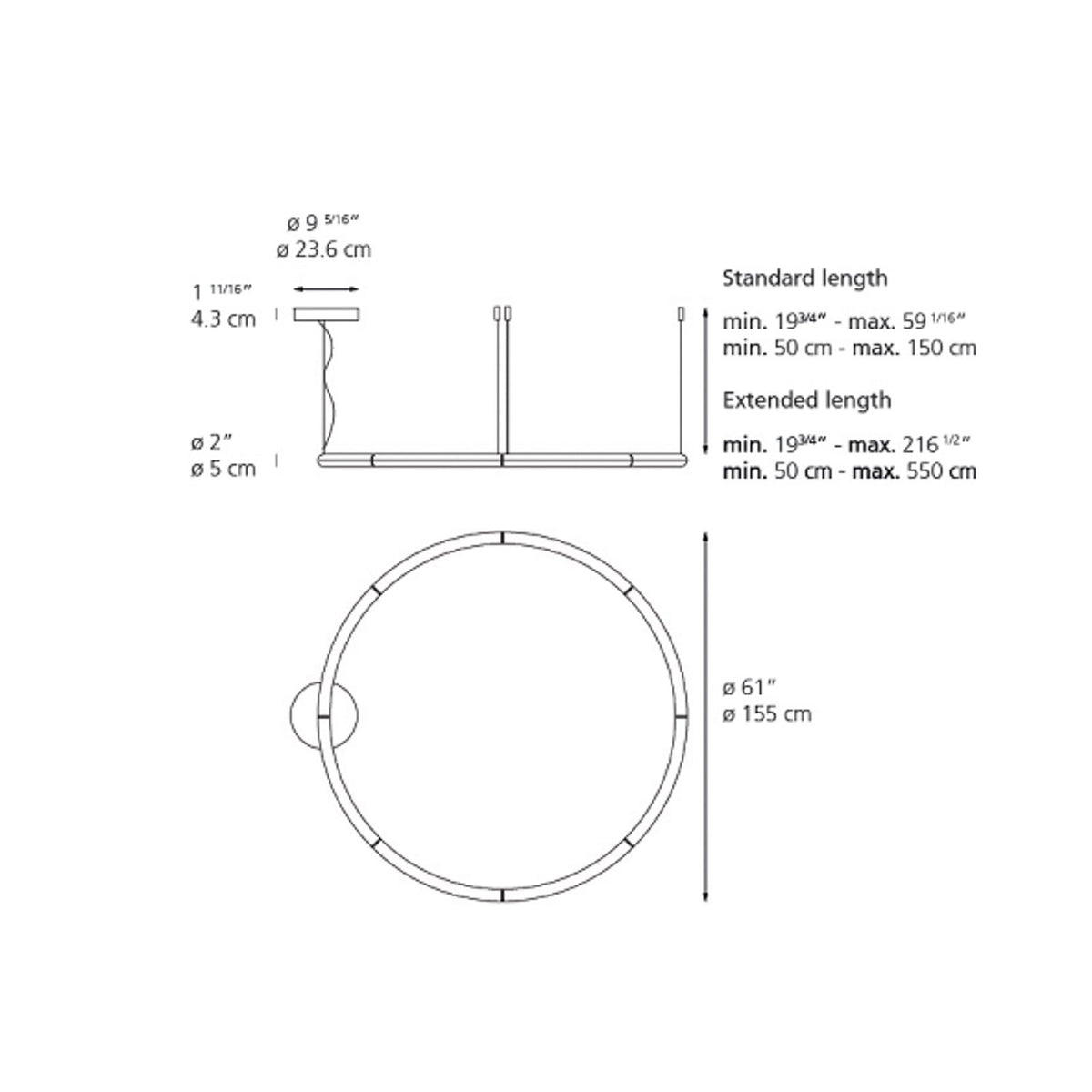 Artemide ‘Alphabet Of Light’ LED hanging light, Ø 61 in, white, dimmable