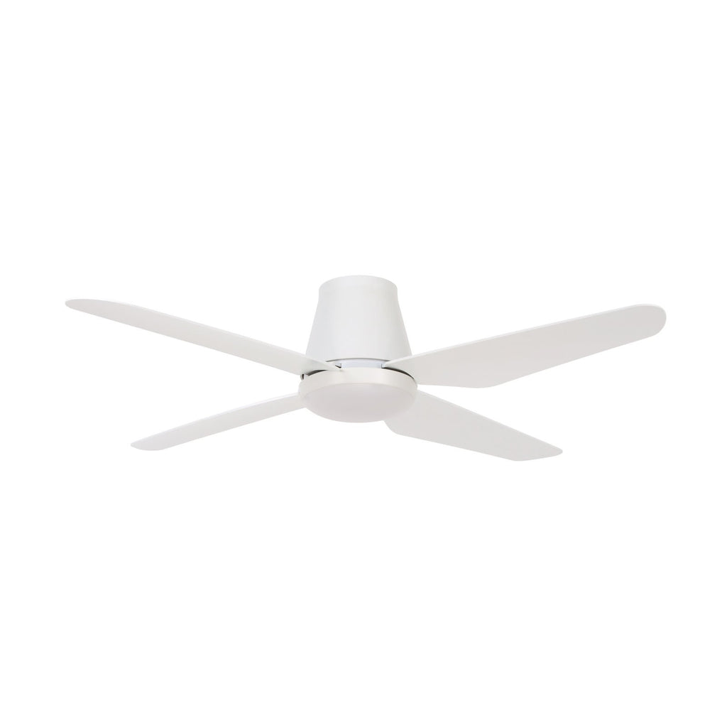 Aria Hugger ceiling fan with light, white, 51.96 in, quiet