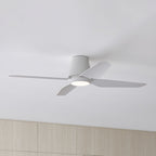 Aria Hugger ceiling fan with light, white, 51.96 in, quiet