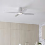 Aria Hugger ceiling fan with light, white, 51.96 in, quiet