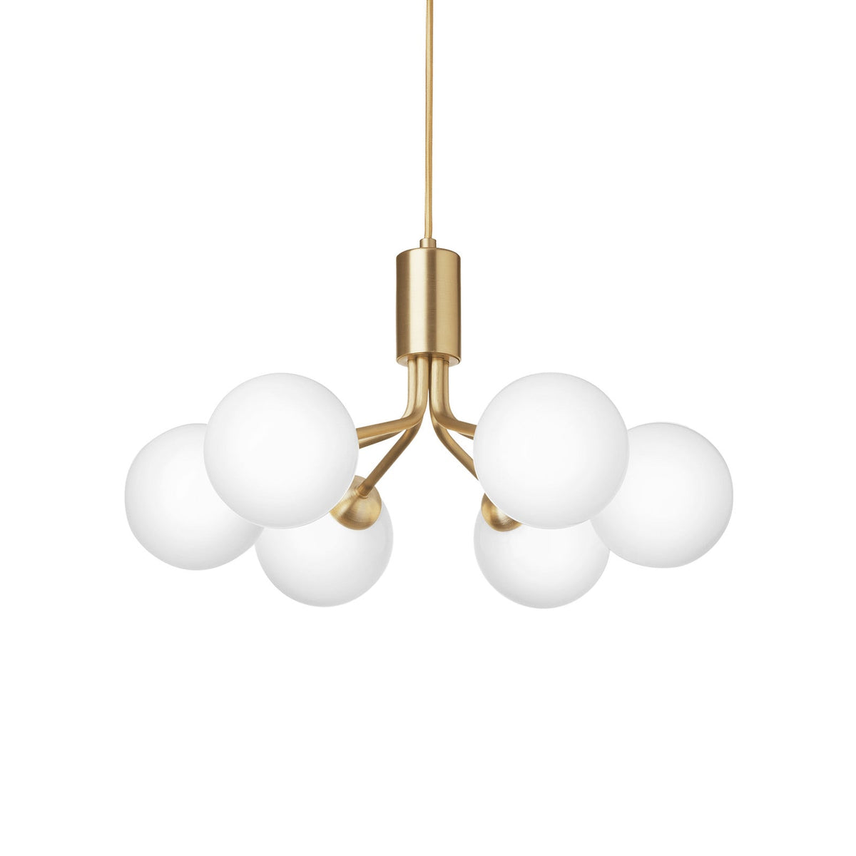 Nuura Apiales 6 pendant light, brushed brass/opal, Ø 19.6 in