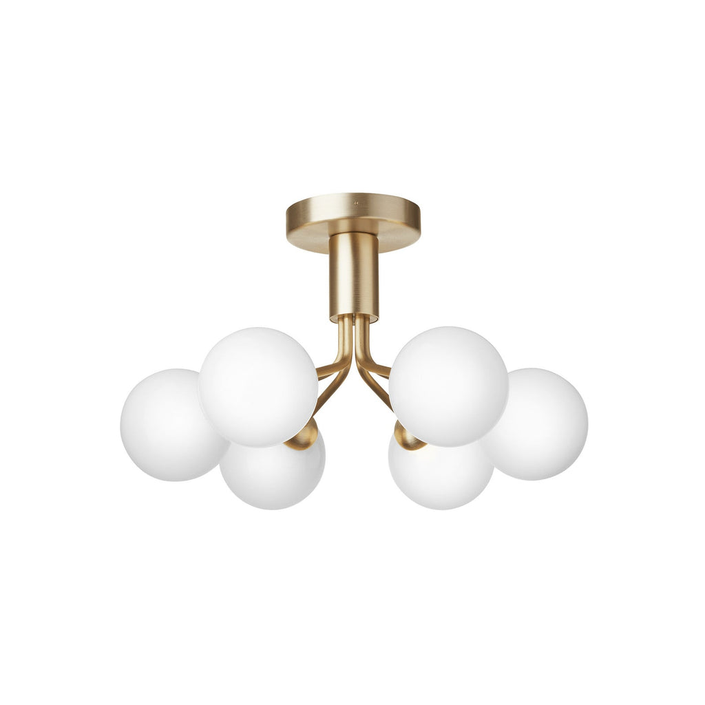 Nuura Apiales 6 ceiling light, brushed brass/opal, Ø 19.6 in
