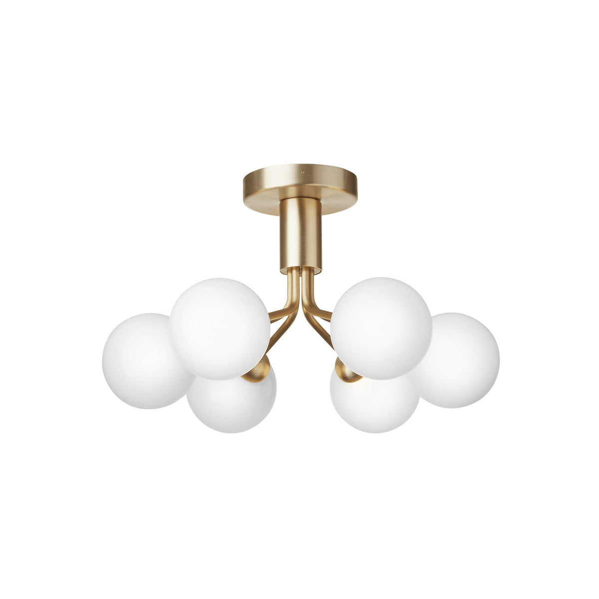 Nuura Apiales 6 ceiling light, brushed brass/opal, Ø 19.6 in