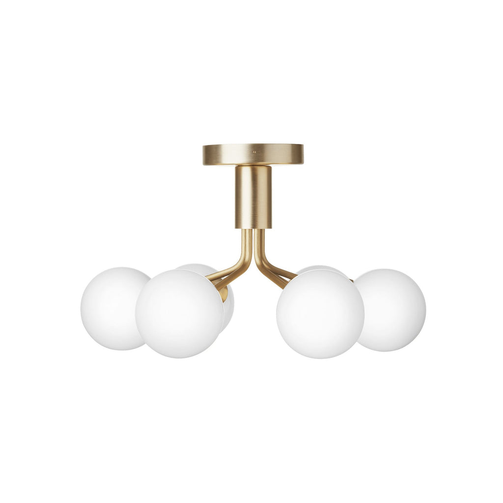 Nuura Apiales 6 ceiling light, brushed brass/opal, Ø 19.6 in