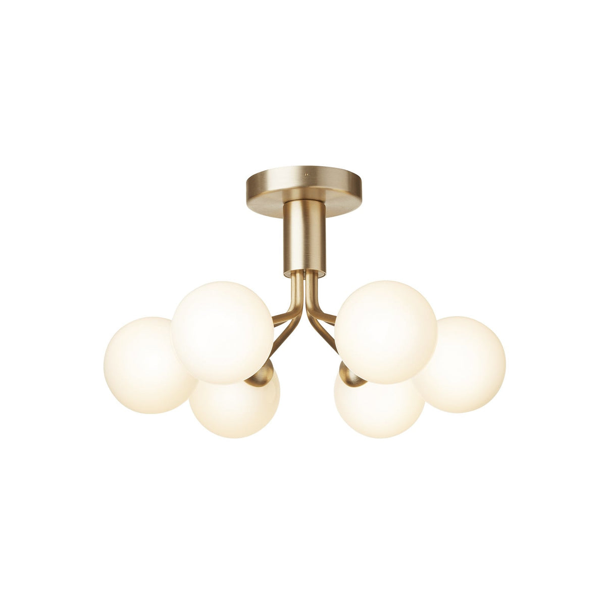 Nuura Apiales 6 ceiling light, brushed brass/opal, Ø 19.6 in