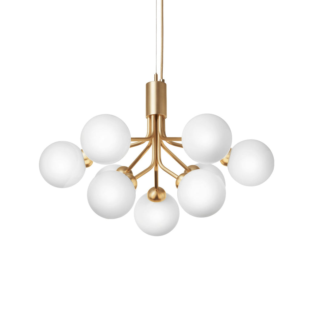 Nuura Apiales 9 pendant light, brushed brass/opal, Ø 23.4 in