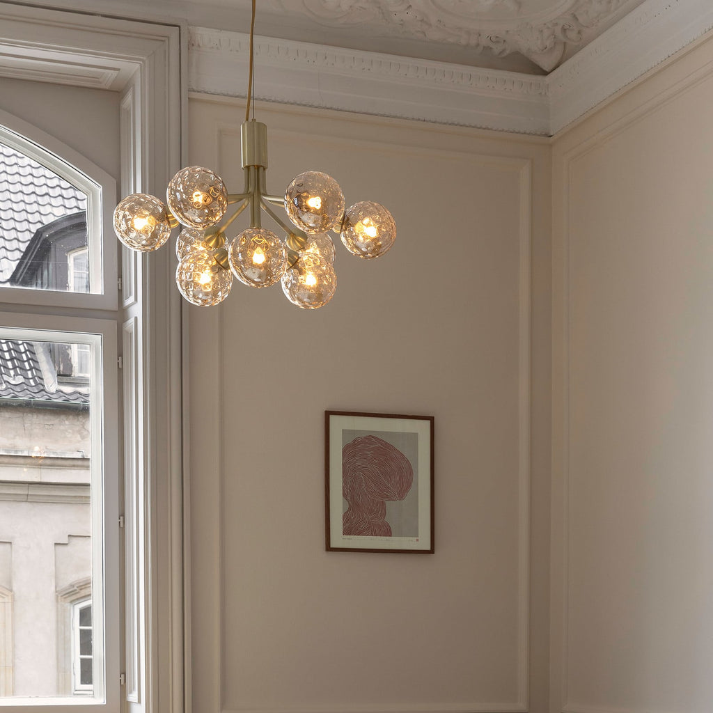 Nuura Apiales 9 hanging light, brushed brass/optic gold, Ø 23.4in