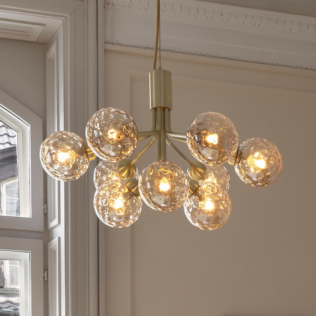 Nuura Apiales 9 hanging light, brushed brass/optic gold, Ø 23.4in
