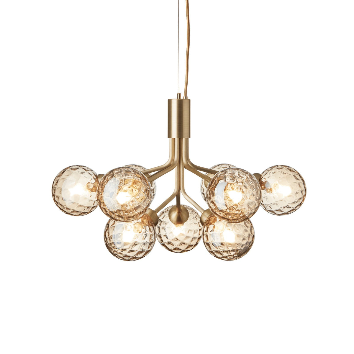 Nuura Apiales 9 hanging light, brushed brass/optic gold, Ø 23.4in