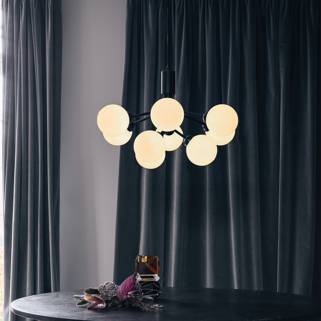 Nuura Apiales 9 pendant light, satin black/opal, Ø 23.4 in