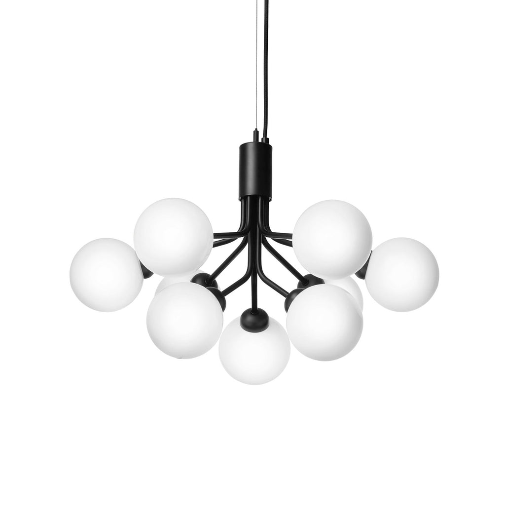 Nuura Apiales 9 pendant light, satin black/opal, Ø 23.4 in