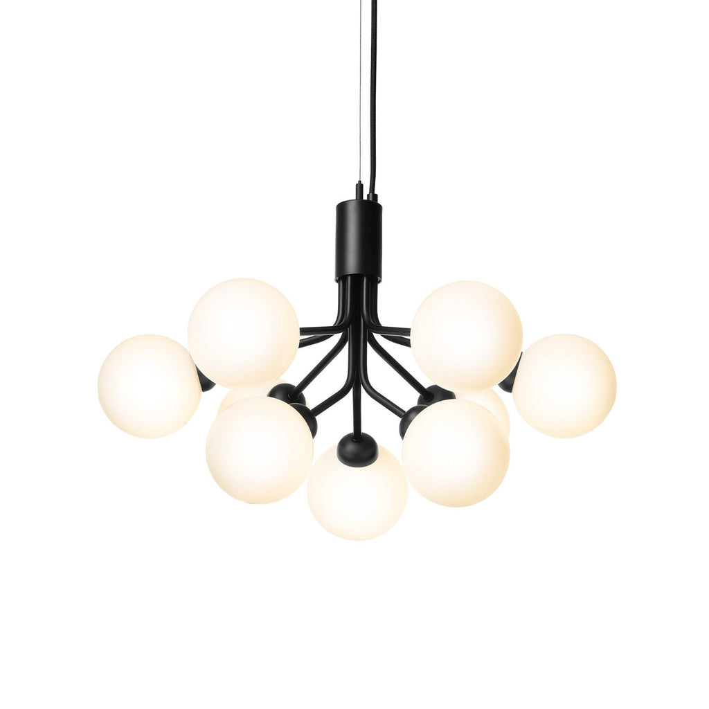 Nuura Apiales 9 pendant light, satin black/opal, Ø 23.4 in