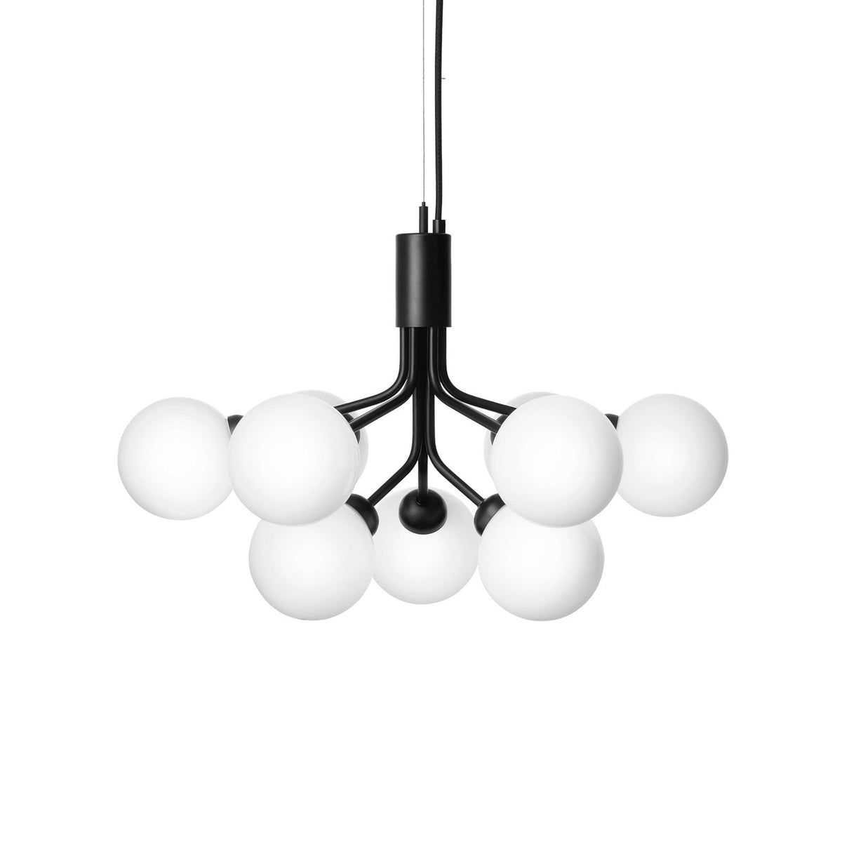 Nuura Apiales 9 pendant light, satin black/opal, Ø 23.4 in