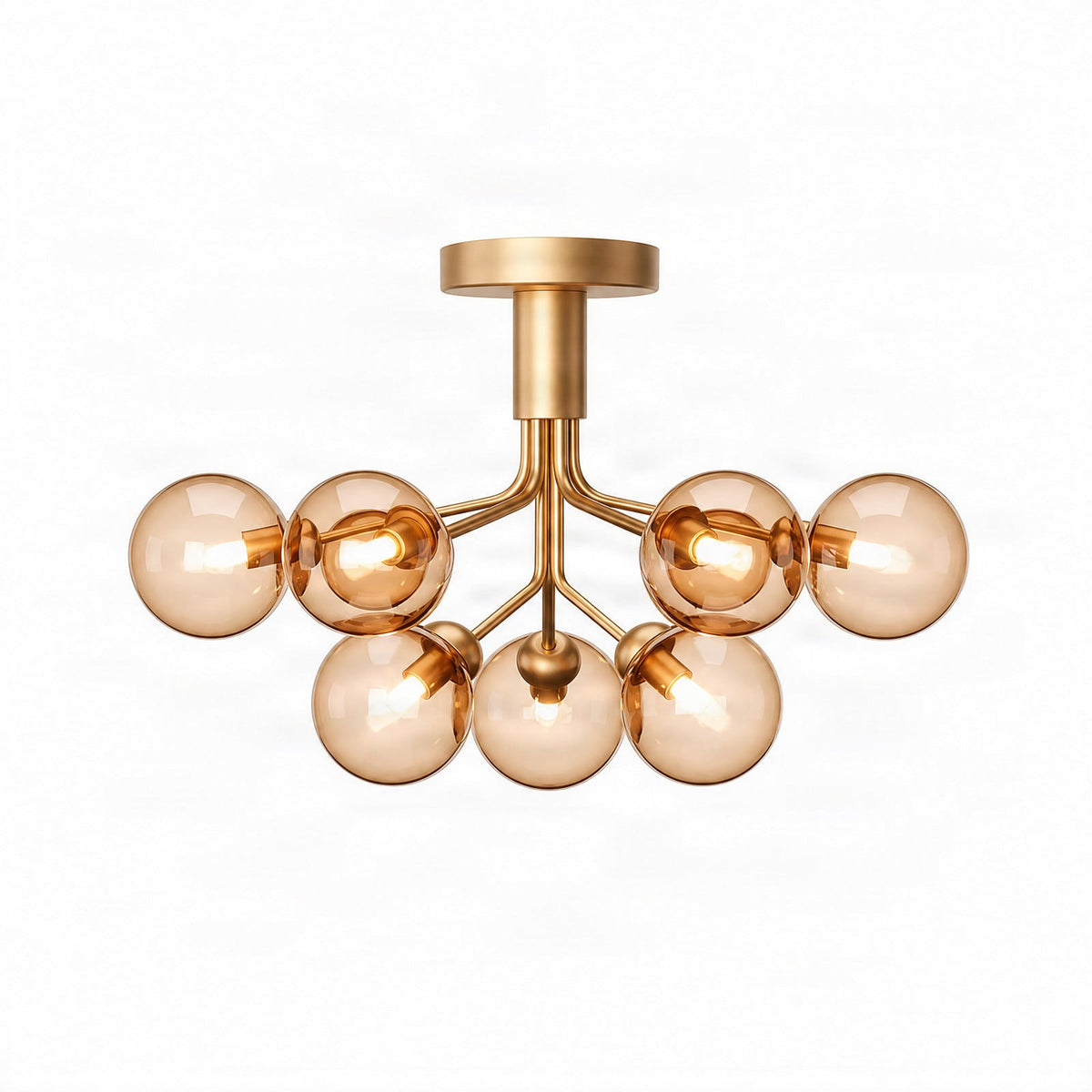 Nuura Apiales 9 ceiling light, brushed brass/gold, Ø 23.4 in