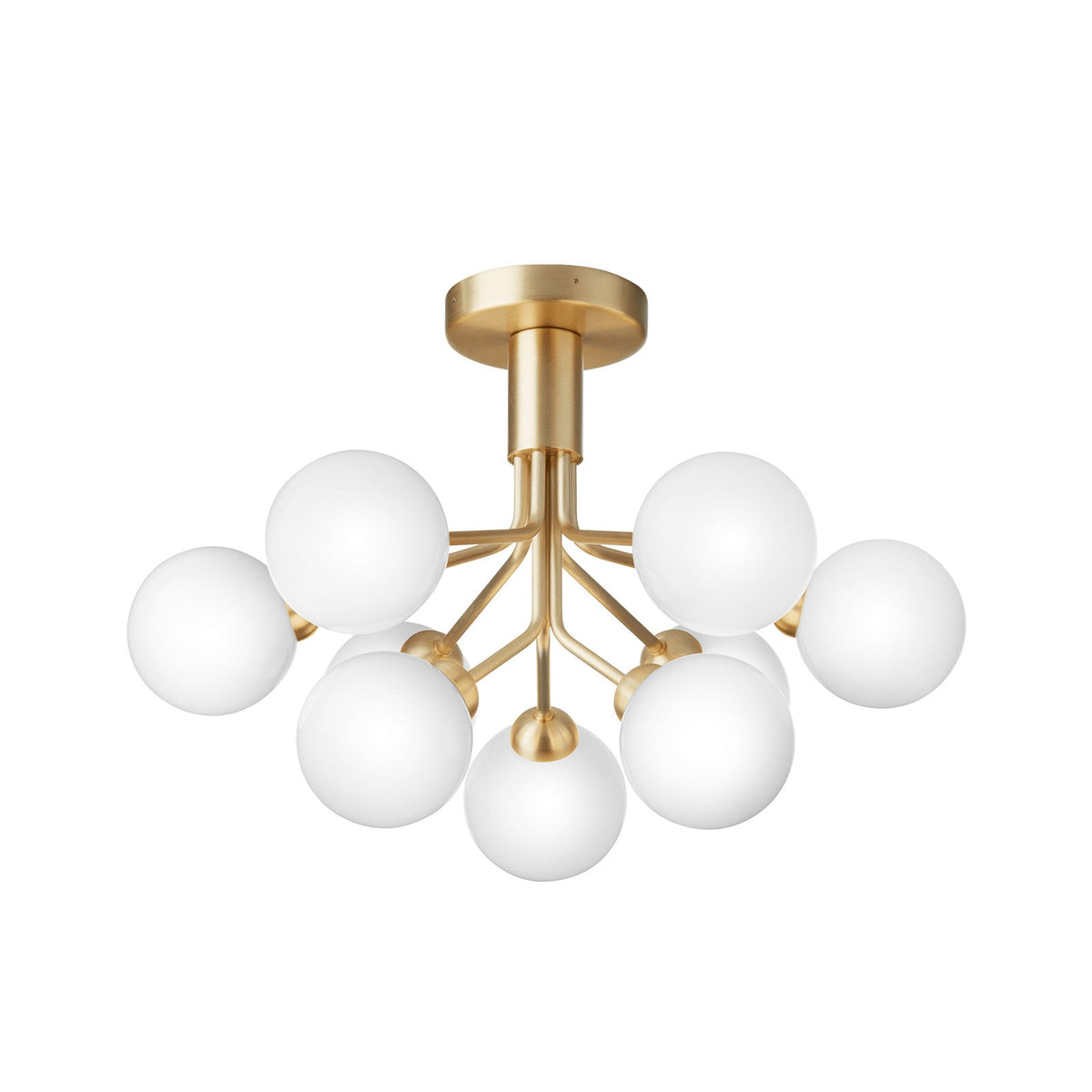 Nuura Apiales 9 ceiling light, brushed brass/opal, Ø 23.4 in