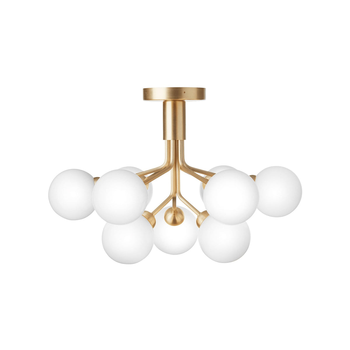 Nuura Apiales 9 ceiling light, brushed brass/opal, Ø 23.4 in