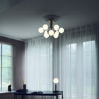 Nuura Apiales 9 ceiling light, brushed brass/opal, Ø 23.4 in