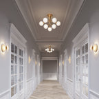 Nuura Apiales 9 ceiling light, brushed brass/opal, Ø 23.4 in