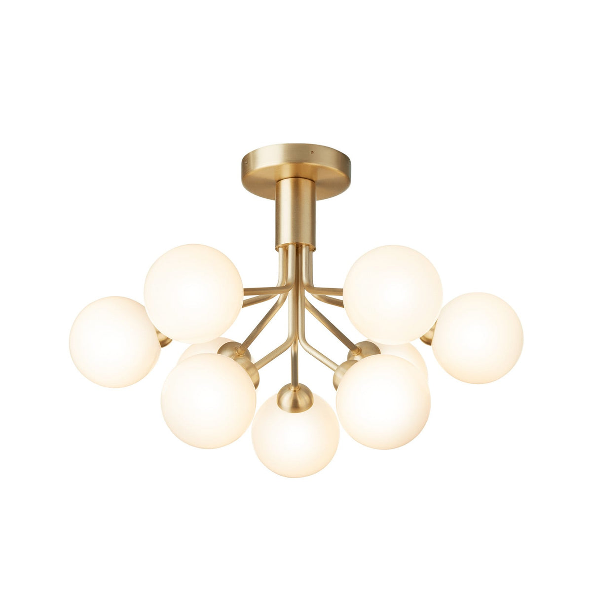 Nuura Apiales 9 ceiling light, brushed brass/opal, Ø 23.4 in