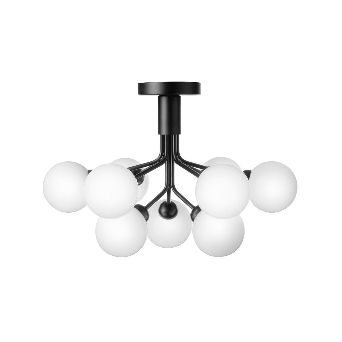 Nuura Apiales 9 ceiling light, satin black/opal, Ø 23.4 in