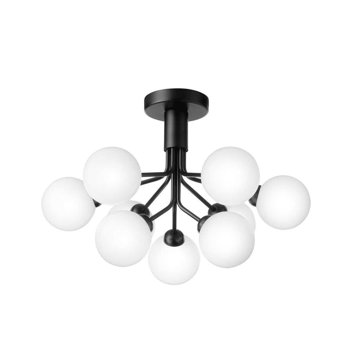 Nuura Apiales 9 ceiling light, satin black/opal, Ø 23.4 in