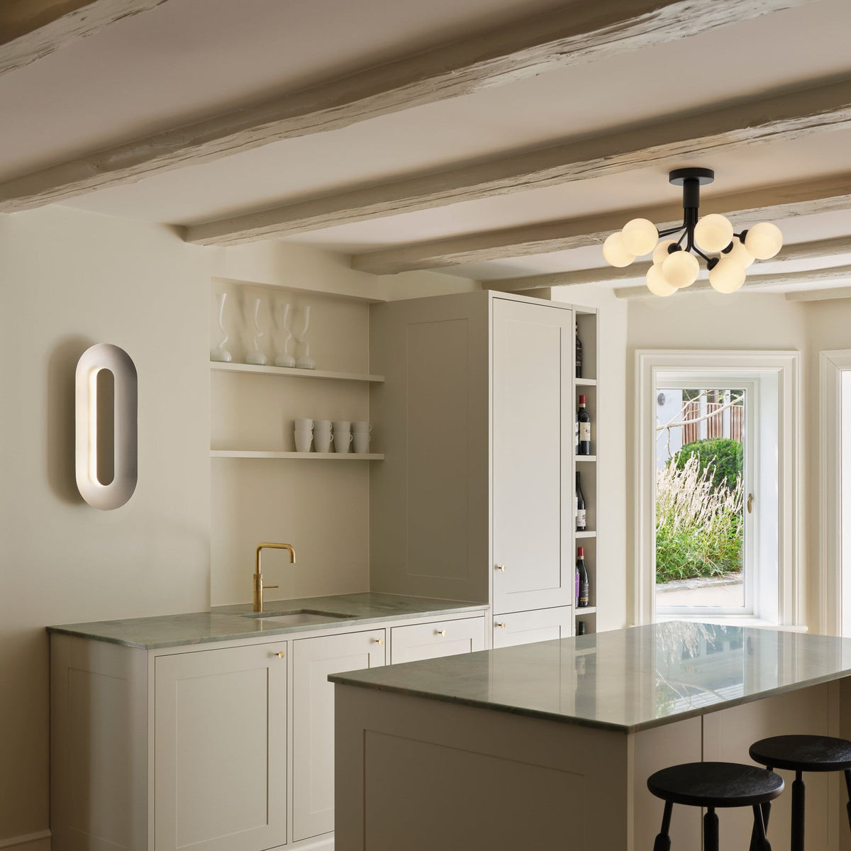 Nuura Apiales 9 ceiling light, satin black/opal, Ø 23.4 in