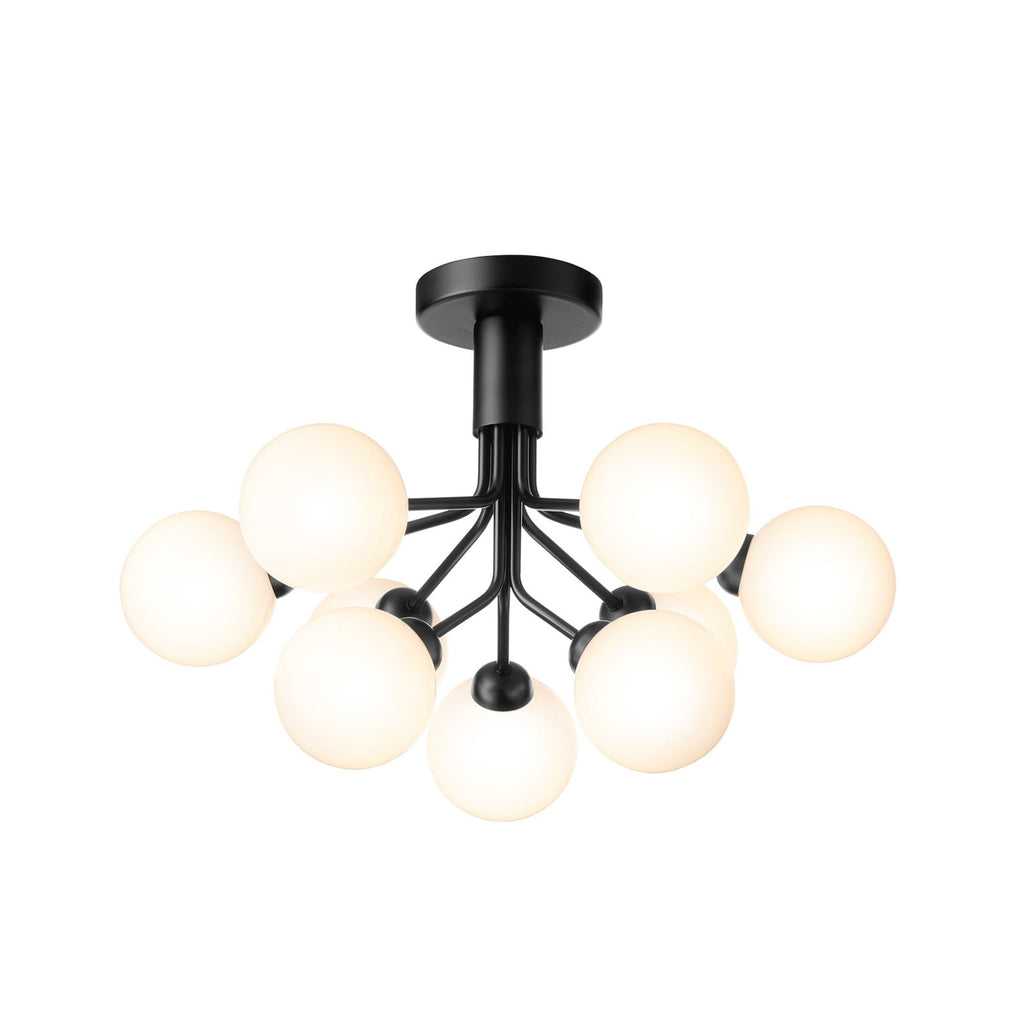 Nuura Apiales 9 ceiling light, satin black/opal, Ø 23.4 in