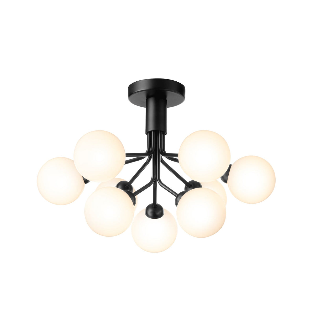 Nuura Apiales 9 ceiling light, satin black/opal, Ø 23.4 in