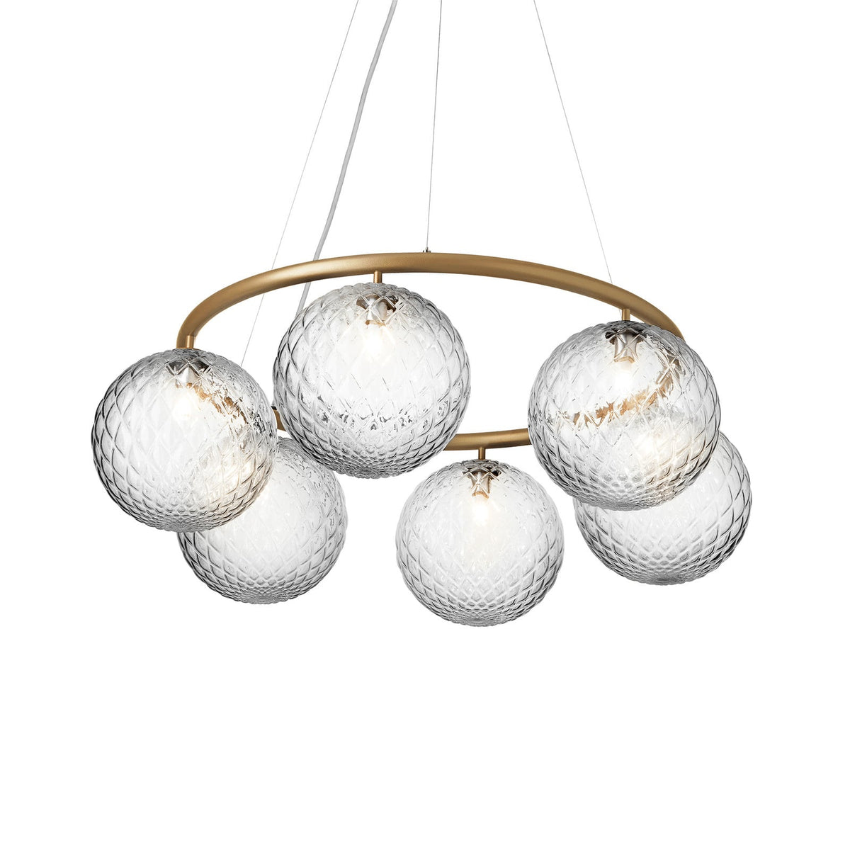 Nuura Miira 6 Circular hanging light, brass/clear glass, Ø 31.5in