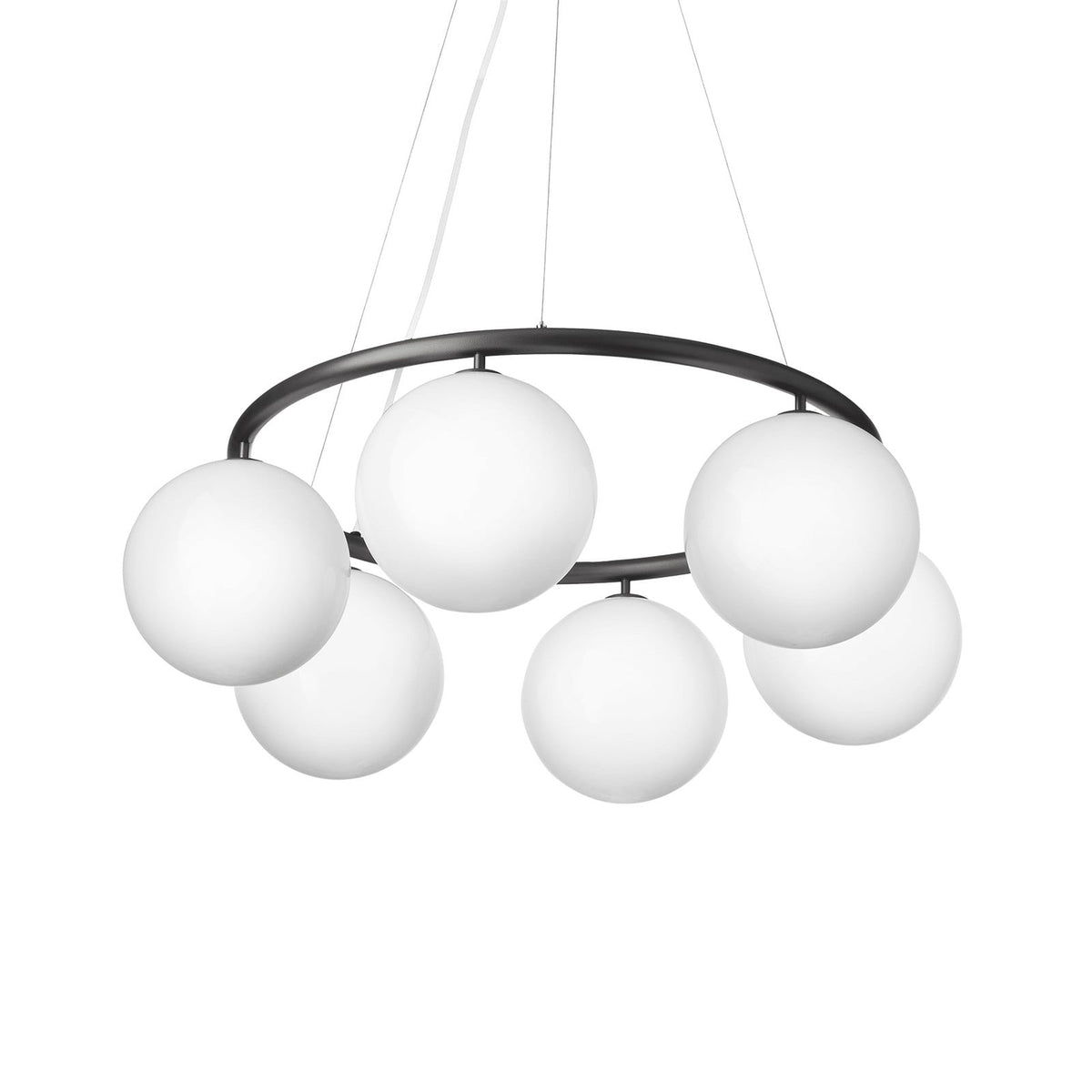 Nuura Miira 6 Circular hanging light, rock grey/opal, Ø 31.5 in