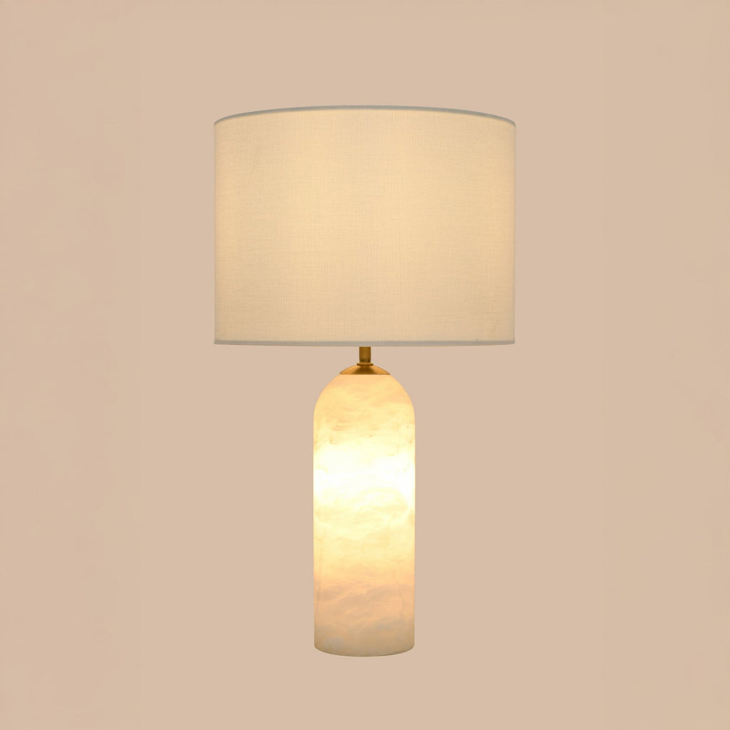 FIRMA table lamp, white, fabric/marble, height 16.5 in, E26/G9