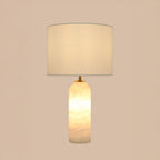 FIRMA table lamp, white, fabric/marble, height 16.5 in, E26/G9