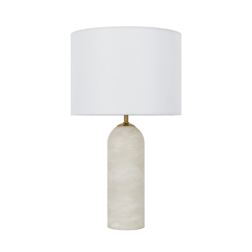 FIRMA table lamp, white, fabric/marble, height 16.5 in, E26/G9