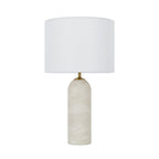 FIRMA table lamp, white, fabric/marble, height 16.5 in, E26/G9