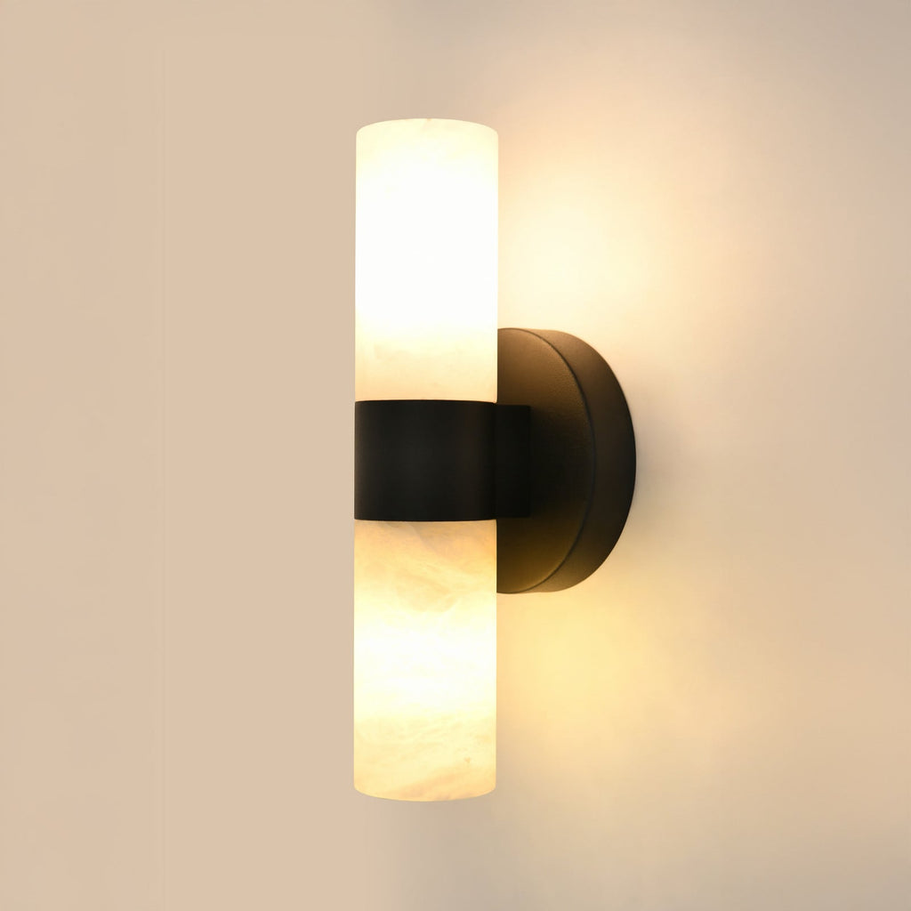 Luella wall light, black and white, height 11.2 in, marble, G9