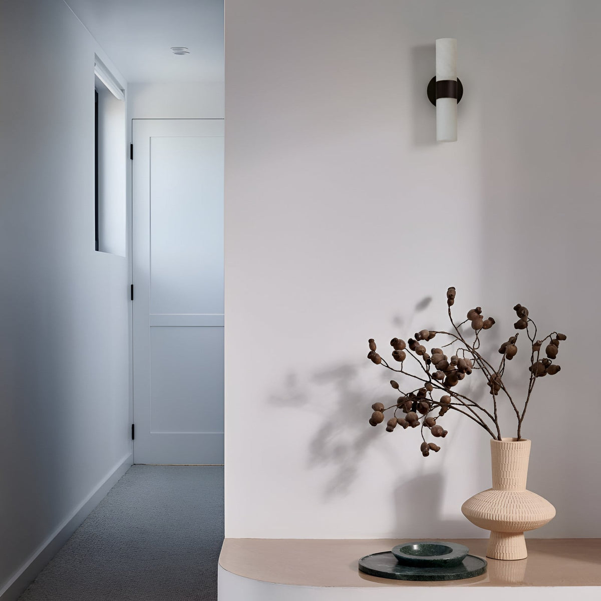 Luella wall light, black and white, height 11.2 in, marble, G9