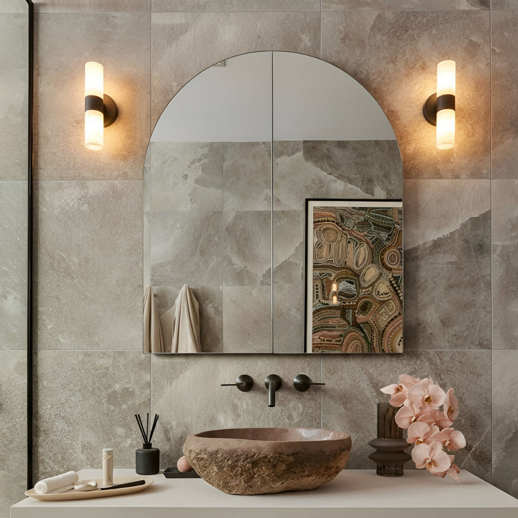 Luella wall light, black and white, height 11.2 in, marble, G9