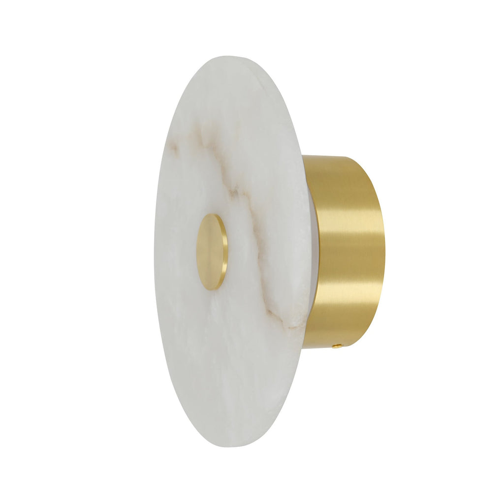 OSTEN LED wall lamp, white/brass, Jade, Ø 9.8 in, CCT, dimmable