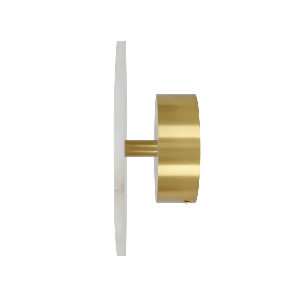 OSTEN LED wall lamp, white/brass, Jade, Ø 9.8 in, CCT, dimmable