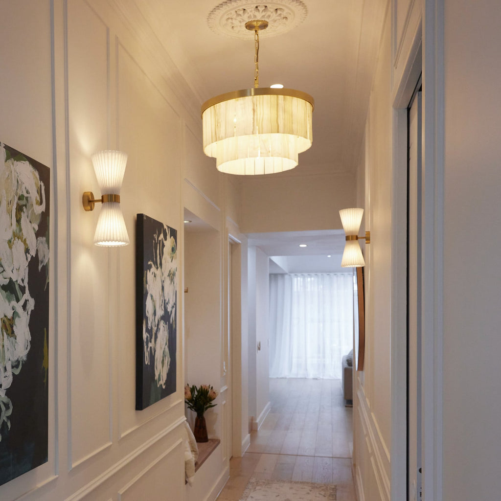 Elora pendant light, brass/white, Jade, Ø 23.2 in, E12
