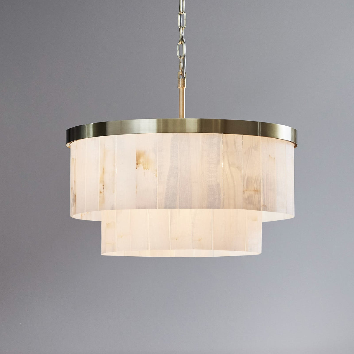 Elora pendant light, brass/white, Jade, Ø 23.2 in, E12